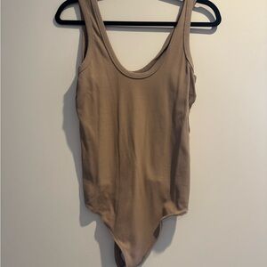 Abercrombie & Fitch Soft A&F Ribbed Bodysuit Tan Brown Size M